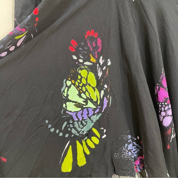 { Free People Top } Field of Butterflies Black Tunic - Picture 4 of 8